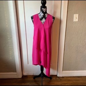 Adrianna Papell Hot Pink Asymmetrical Dress Sz 4P
